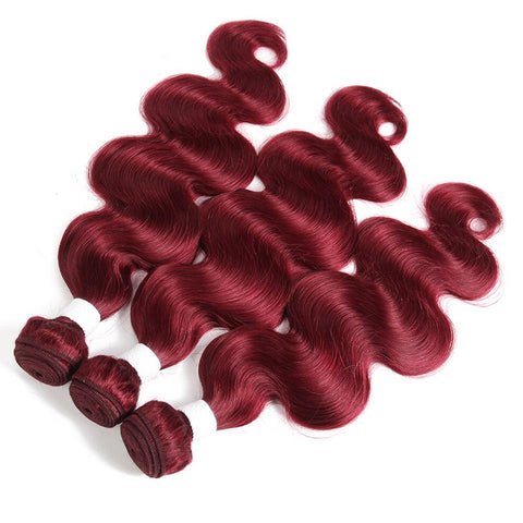 Dark Red Burg body wave 4 Bundles With 4x4 Lace Closure 100% Real Human Hair - Lemoda Hair