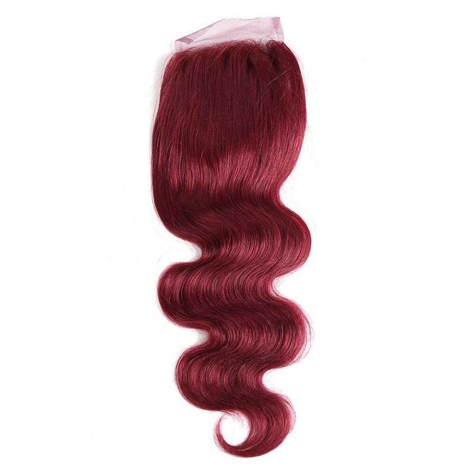 Dark Red Burg body wave 4 Bundles With 4x4 Lace Closure 100% Real Human Hair - Lemoda Hair