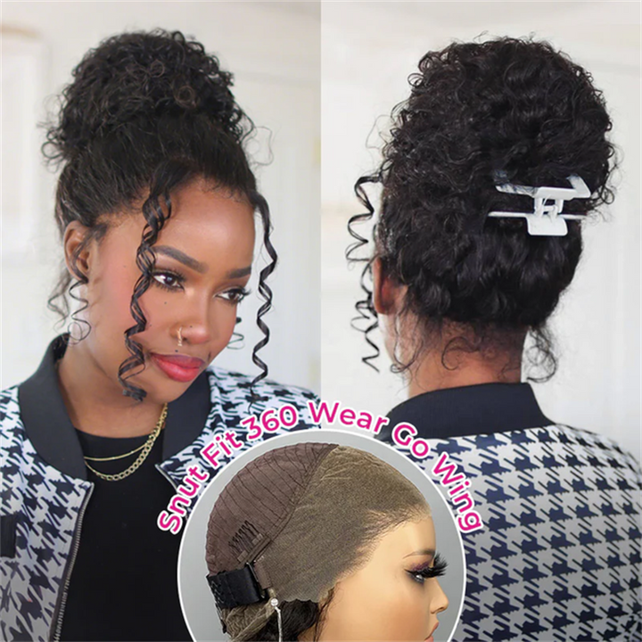 Lemoda Invisi-Drawstring Snug Fit Deep Wave 360 Lace Frontal Wigs 180% Limited Deals