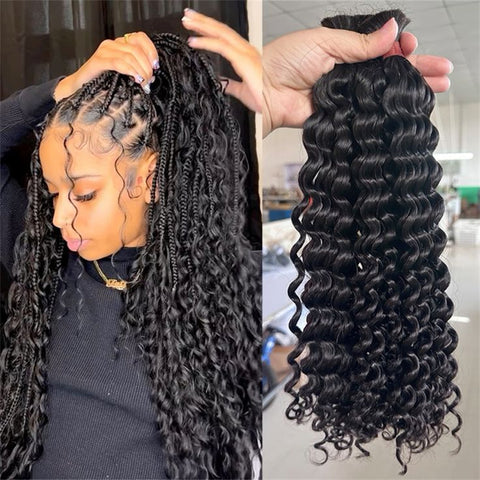 Lemoda Boho Braids Human Hair Deep Wave Bulk Human Hair for Braiding No Weft 1PC
