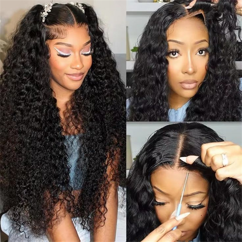 Lemoda 13x6 HD Full Lace Frontal Wig Deep Wave Pull Go Drawstring Human Hair Wig