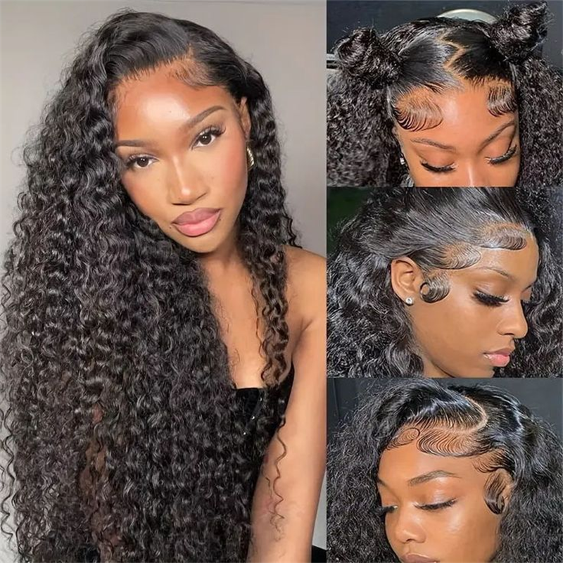 Lemoda 13x6 HD Full Lace Frontal Wig Deep Wave Pull Go Drawstring Human Hair Wig