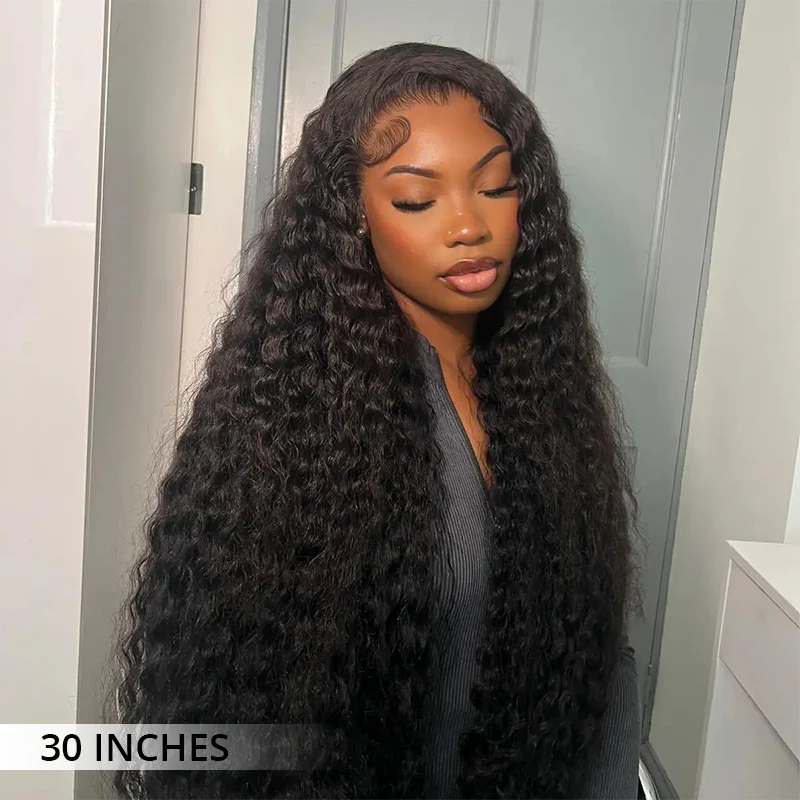 Lemoda Deep Wave Human Hair Transaprent Lace Front Wigs 300% Density Luxury Custom Wigs