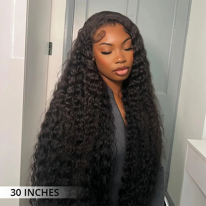 Lemoda Deep Wave Human Hair Transaprent Lace Front Wigs 300% Density Luxury Custom Wigs