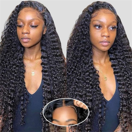 Lemoda 13x6 HD Full Lace Frontal Wig Deep Wave Pull Go Drawstring Human Hair Wig