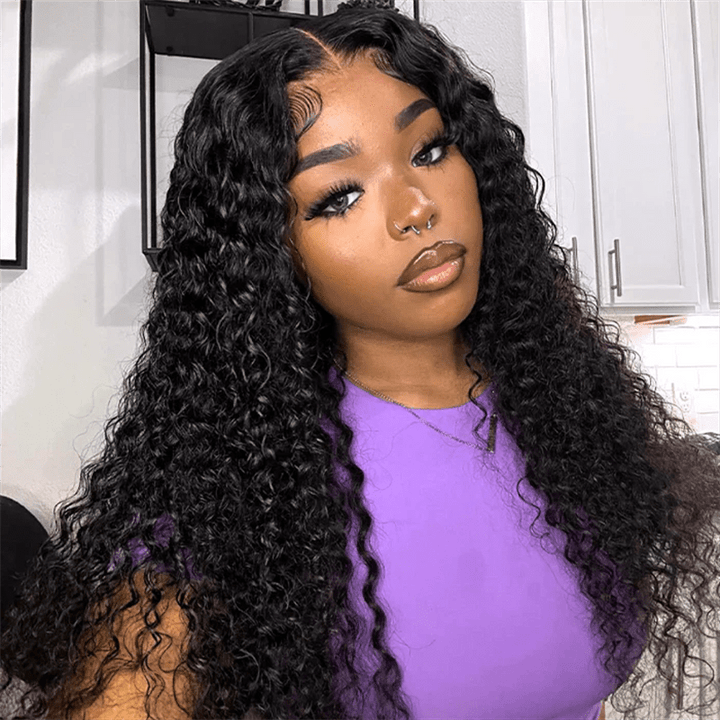 Deep Wave 100% Human Hair Wigs Transparent 13x4 Lace Front Wig - Lemoda Hair