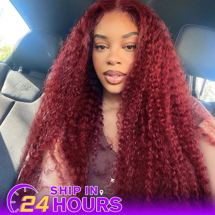 Deep Wave 99J Burgundy 13x4 Lace Front Wig Water Wave Human Hair Wigs - Lemoda Hair