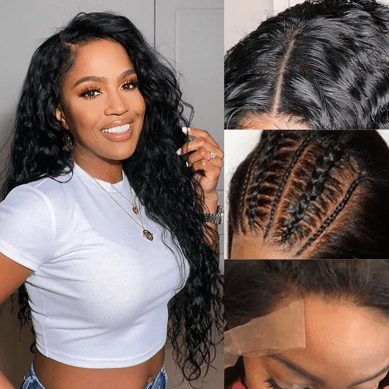 Hair Ronal Lemoda 13x6 Human Hair Wig Water Wave HD Transparent Lace Fronal Wigs ...