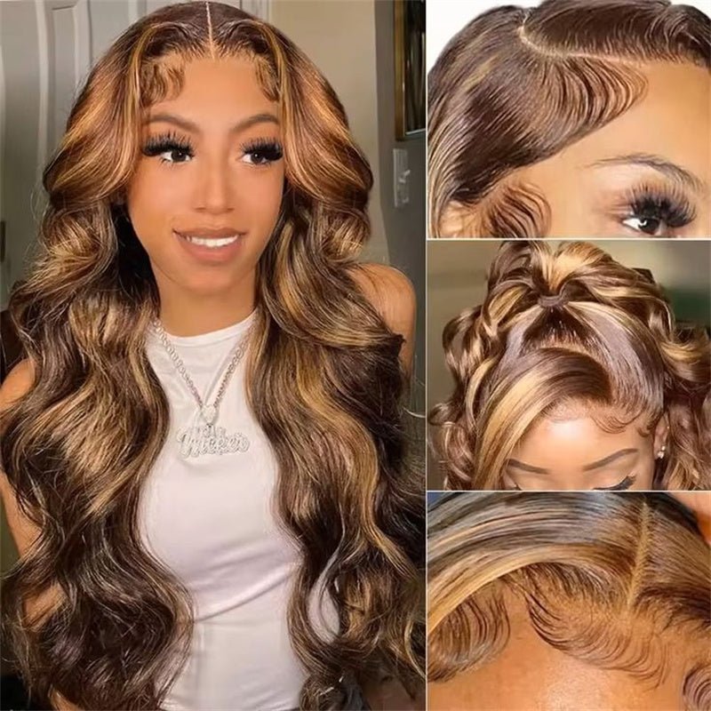 Fast Delivery Lemoda Black Girl Body Wave HD Lace Wigs P4/27 Highlight 13x4 Frontal Human Hair Wigs - Lemoda Hair