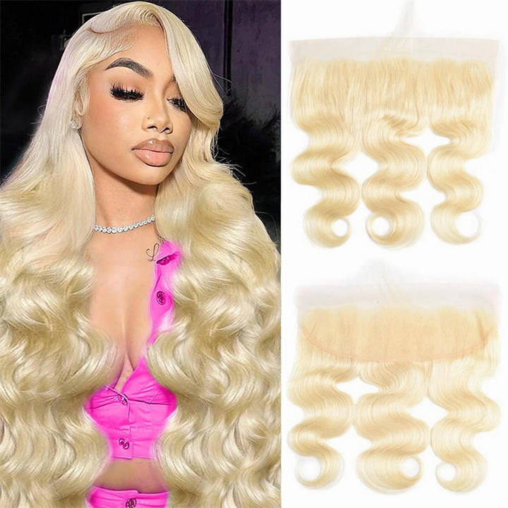 Lemoda 613 Blonde Body Wave 3 Bundles With 13x6 Lace Frontal Closure Human Virgin Hair