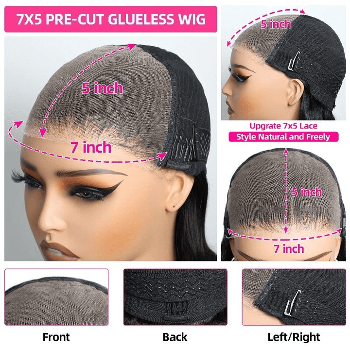 Glueless Wear Go Wig 7x5 Lace Wigs Water Wave Bleached Knots Human Hair Wigs - Lemoda Hair
