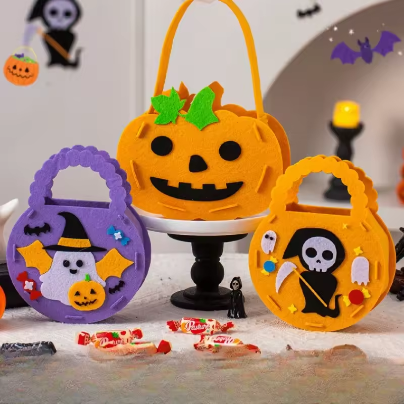 Halloween Pumpkin Ghost Candy Bag Trick Or Treat Tote Bags Kids Party Gift Bag
