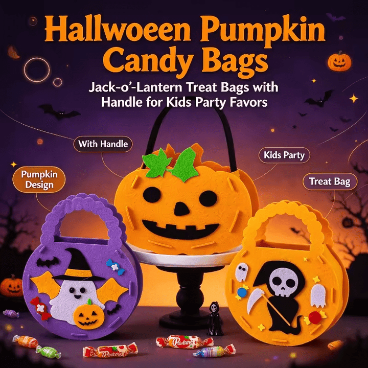 Halloween Pumpkin Ghost Candy Bag Trick Or Treat Tote Bags Kids Party Gift Bag - Lemoda Hair