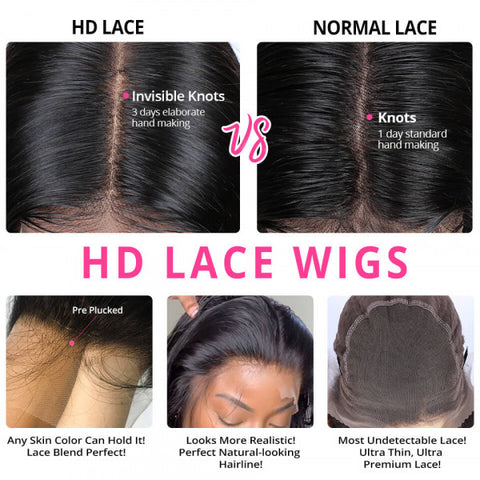 13x4 Lace Front Wigs Brazilian Straight Human Hair HD Lace Wig For Black Women