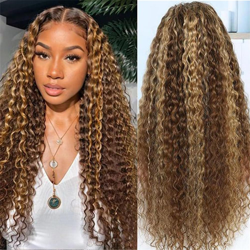 Lemoda 4x4 Lace Closure Wigs P4/27 Highlight Deep Wave 5x5 6x6 HD Transpaent  Human Hair Wigs