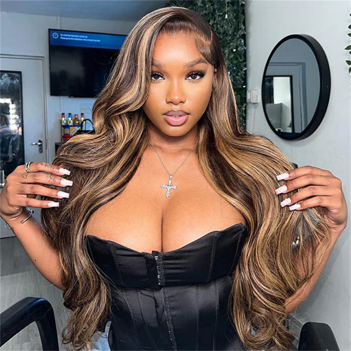 CLEARANCE | Lemoda P4/27 Highlight Human Hair Wigs 13x4 Lace Front Wigs Straight Body Water Wave Style