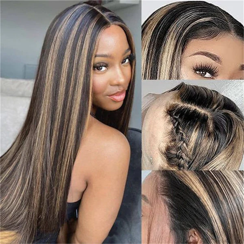 Lemoda P1B/27 Highlight 13x6 Lace Front Wigs Pre-Cut Straight Hair 5x5 Wear Go Glueless Wig