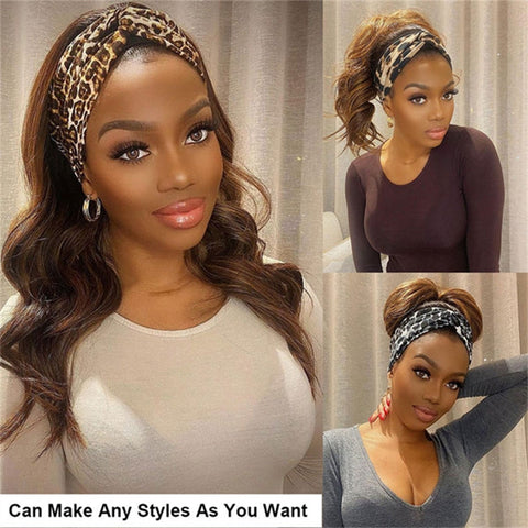 Lemoda Headband Wigs P4/27 Highlight Color Body Wave Human Hair Wig 150% Beginner Friendly