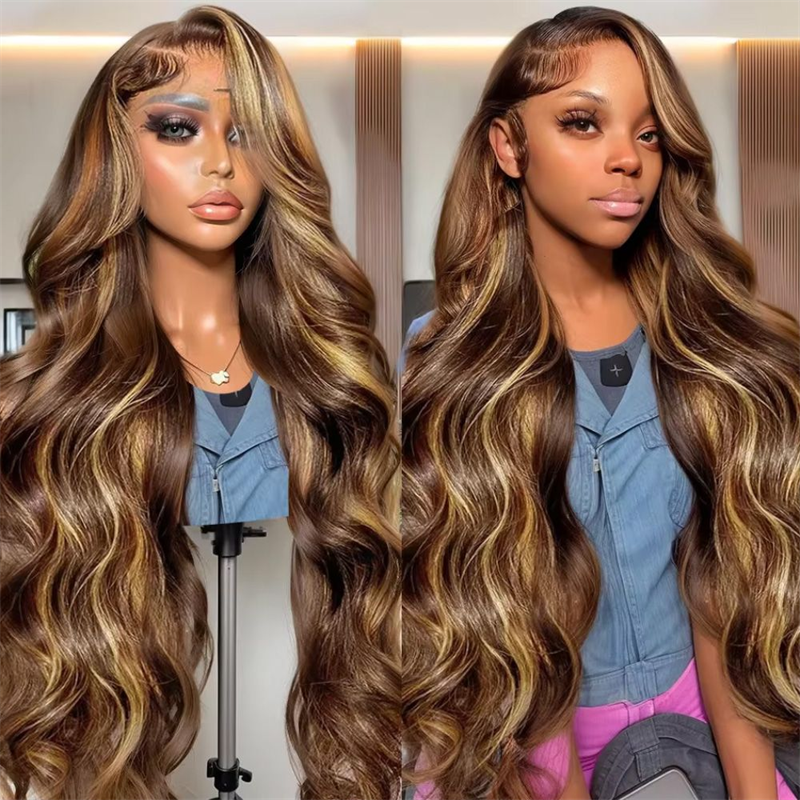 Lemoda 13x6 Full Lace Wigs P4/27 Highlight Glueless Wigs Body Wave With Invisi Drawstring