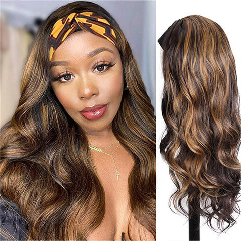 Lemoda Headband Wigs P4/27 Highlight Color Body Wave Human Hair Wig 150% Beginner Friendly