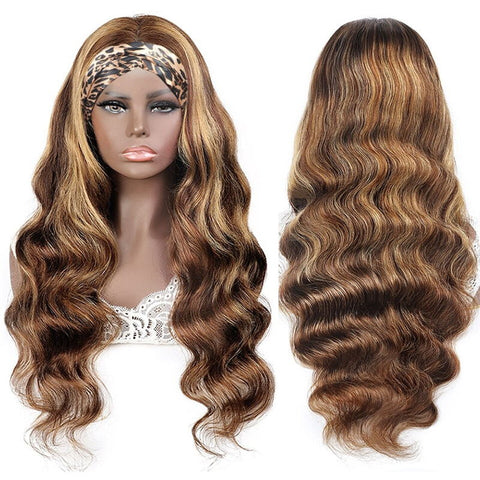 Lemoda Headband Wigs P4/27 Highlight Color Body Wave Human Hair Wig 150% Beginner Friendly