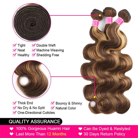 Highlight P4/27 Body Wave 4 Bundles With 13x4 Transparent Lace Frontal100% Real Human Hair - Lemoda Hair