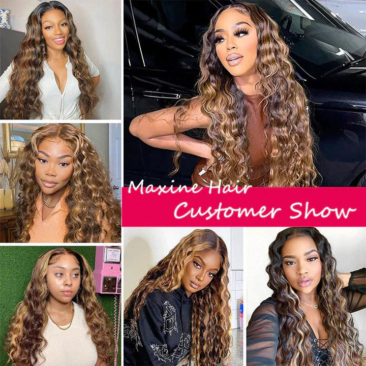Highlight P4/27 Loose Deep 3 Bundles With 13x4 Transparent Lace Frontal 100% Human Hair - Lemoda Hair