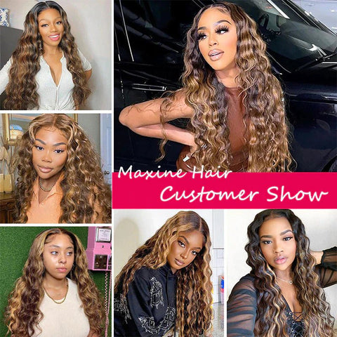 Highlight P4/27 Loose Deep 3 Bundles With 13x4 Transparent Lace Frontal 100% Human Hair - Lemoda Hair