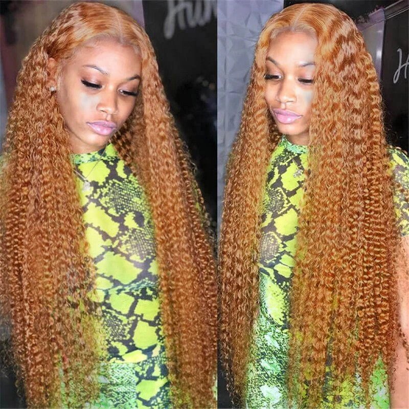 Honey Blonde Curly Hair 13x4 Transparent Lace Front Human Hair Wig With Pre Plucked - Lemoda Hair