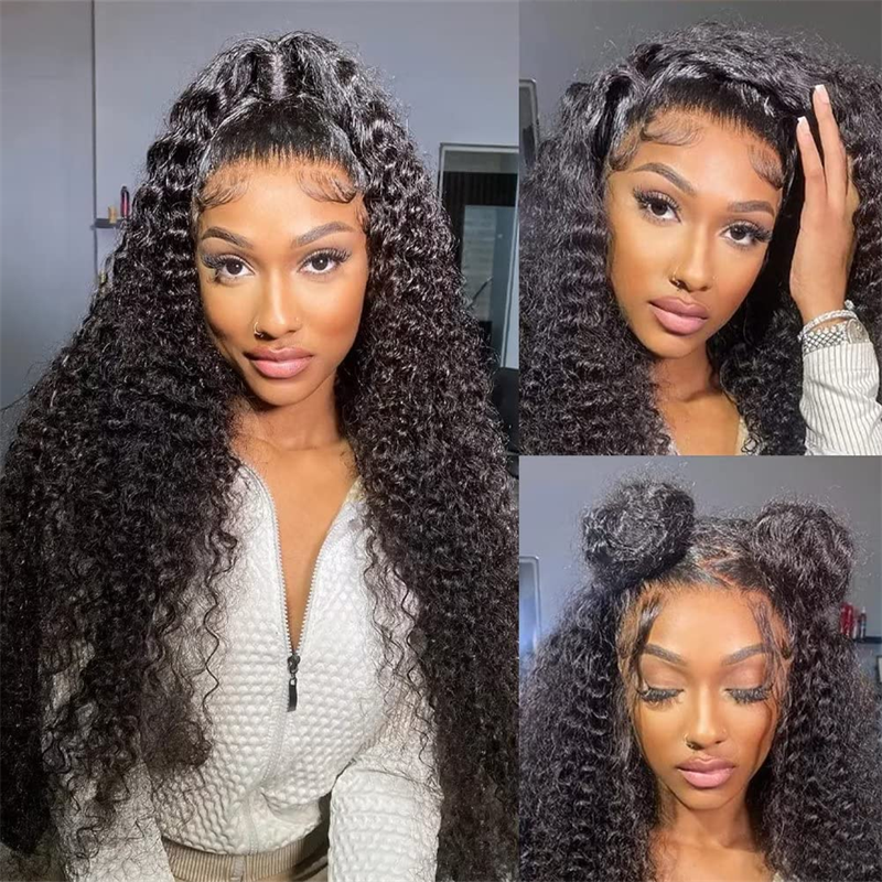 Lemoda Wear Go 13x6 Full Front Glueless Wig Kinky Curly HD Lace Wig With Elastic Drawstring