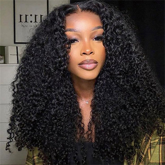 Lemoda 4x4 Lace Closure Wig Kinky Curly HD Lace Wigs Pre Plucked Human Hair 250% Density