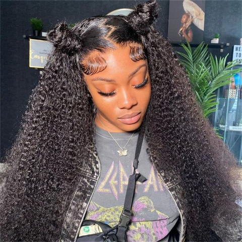 Lemoda Wear Go 13x6 Full Front Glueless Wig Kinky Curly HD Lace Wig With Elastic Drawstring