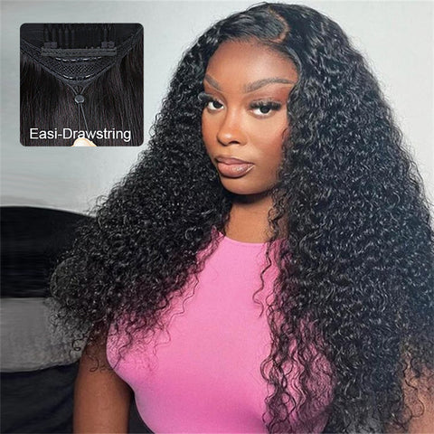Lemoda Wear Go 13x6 Full Front Glueless Wig Kinky Curly HD Lace Wig With Elastic Drawstring