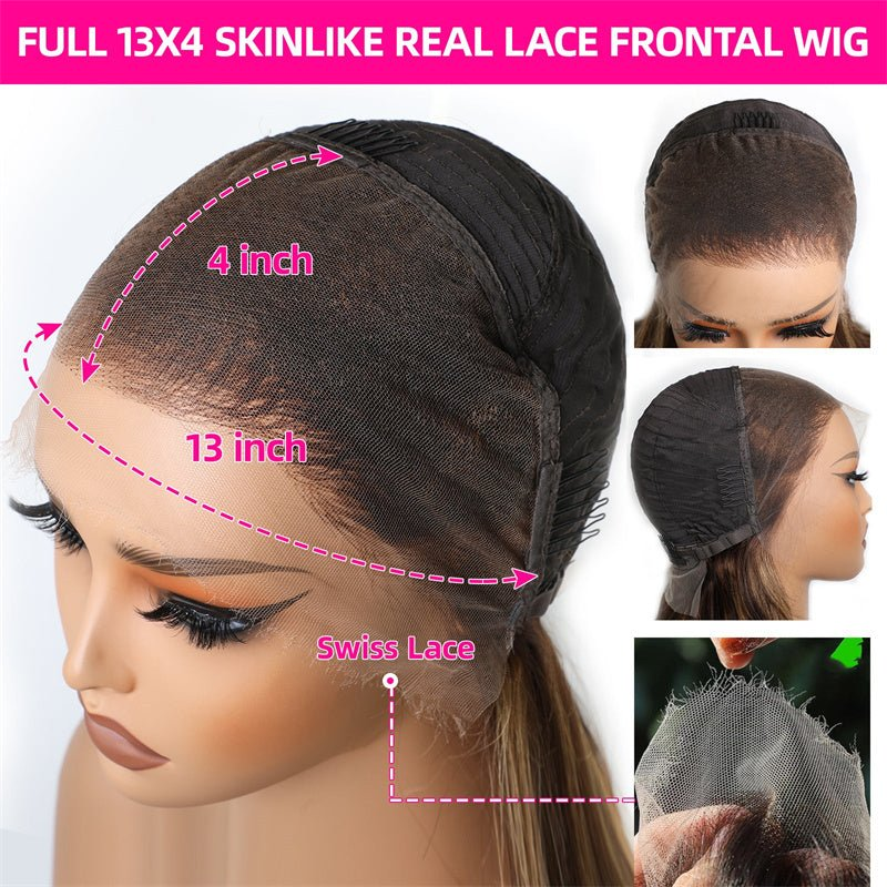 Water Wave 13x4 Lace Front Wig Orange Ginger Deep Wave Human Hair Wigs