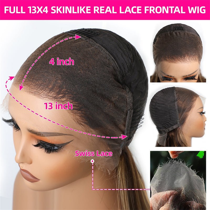 Water Wave 13x4 Lace Front Wig Orange Ginger Deep Wave Human Hair Wigs