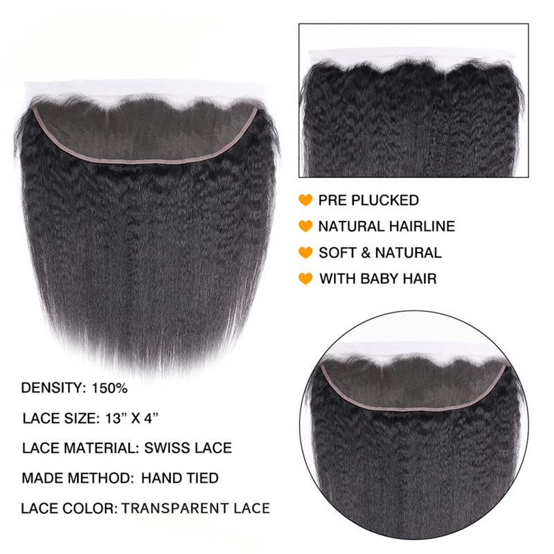 Lemoda 13 x 4 Lace Frontal Closure Kinky Straight Ear to Ear HD Lace Frontal Pre Plucked Closure - Lemoda Hair