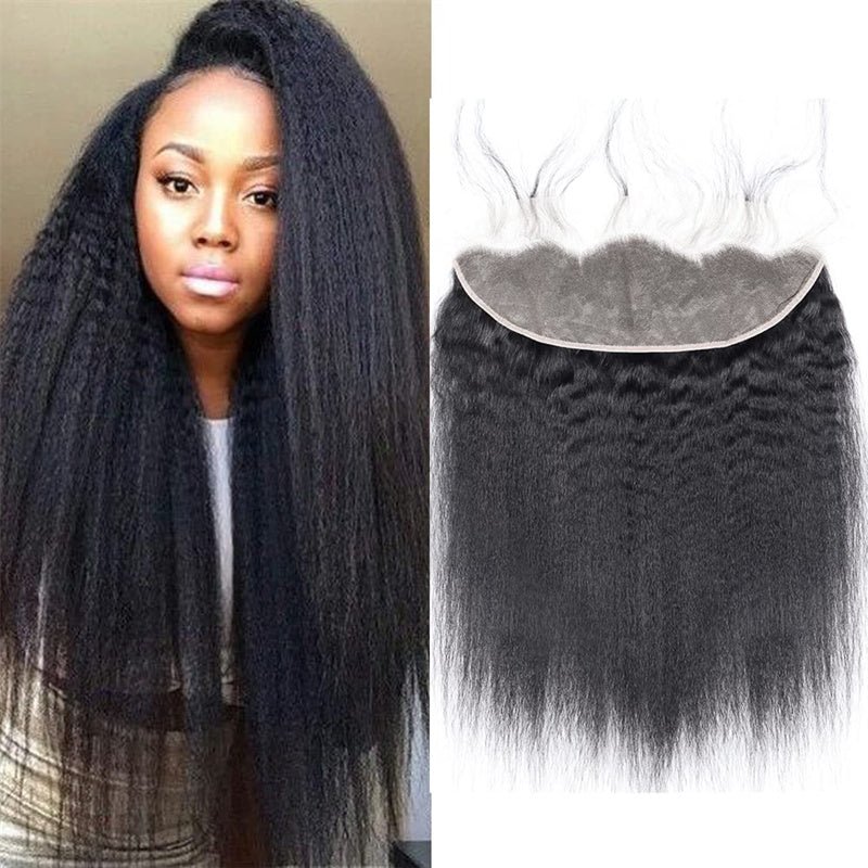 Lemoda 13 x 4 Lace Frontal Closure Kinky Straight Ear to Ear HD Lace F ...
