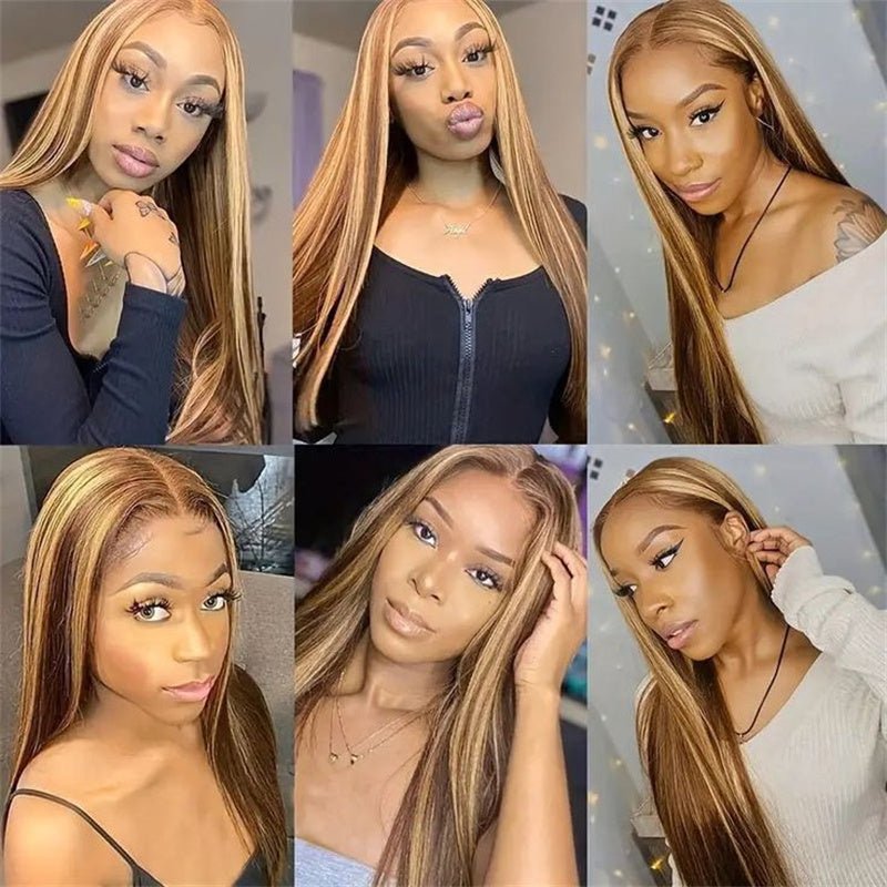 Lemoda 13x4 Lace Front Wigs P4/27 Highlight Straight Human Hair Wig Pre Plucked - Lemoda Hair