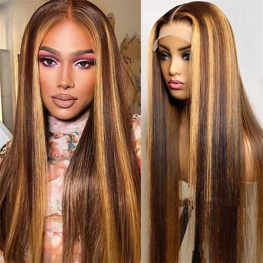 Lemoda 13x4 Lace Front Wigs P4/27 Highlight Straight Human Hair Wig Pre Plucked - Lemoda Hair