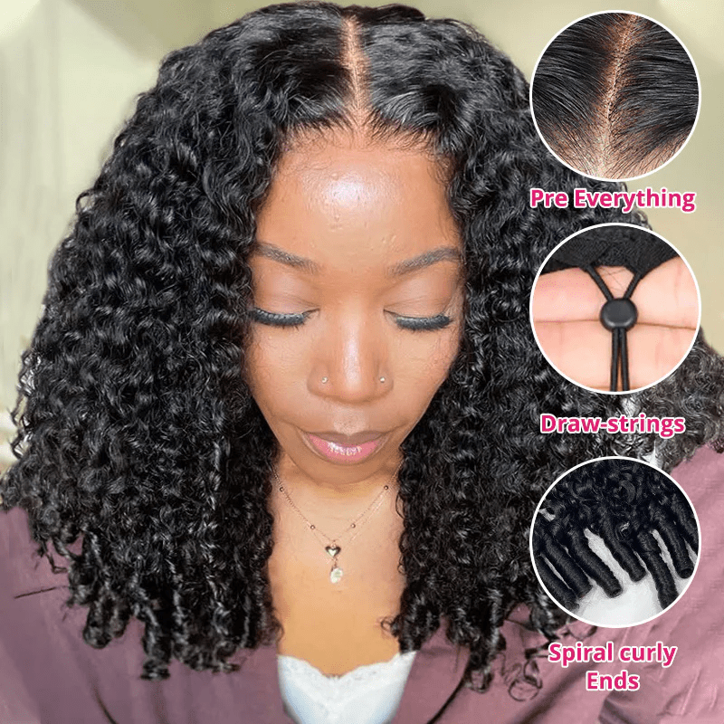 Lemoda 13x6 Full Lace Frontal Pull & Go Burmese Curly Human Hair Wigs With Invisi Drawstring - Lemoda Hair