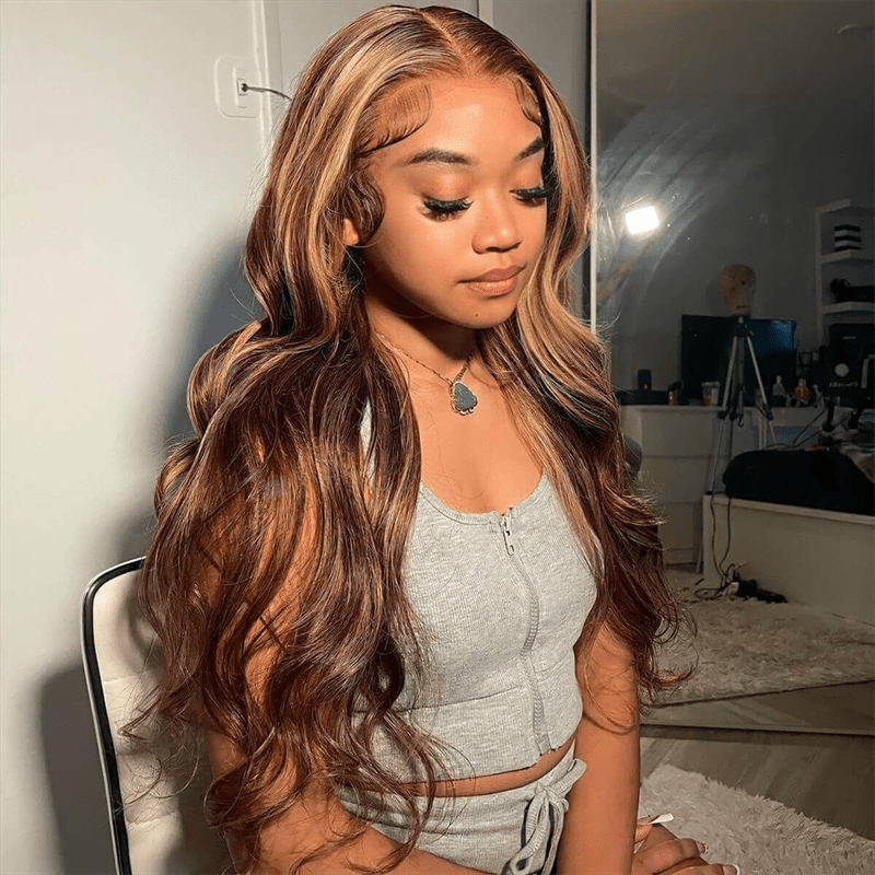 Lemoda 13x6 Full Lace Wigs P4/27 Highlight Glueless Wigs Body Wave With Invisi Drawstring - Lemoda Hair
