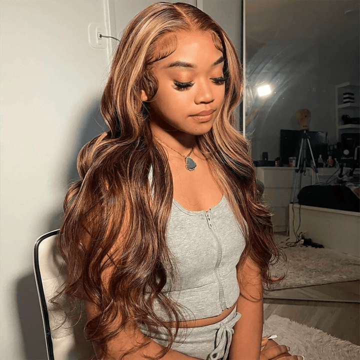 Lemoda 13x6 Full Lace Wigs P4/27 Highlight Glueless Wigs Body Wave With Invisi Drawstring - Lemoda Hair