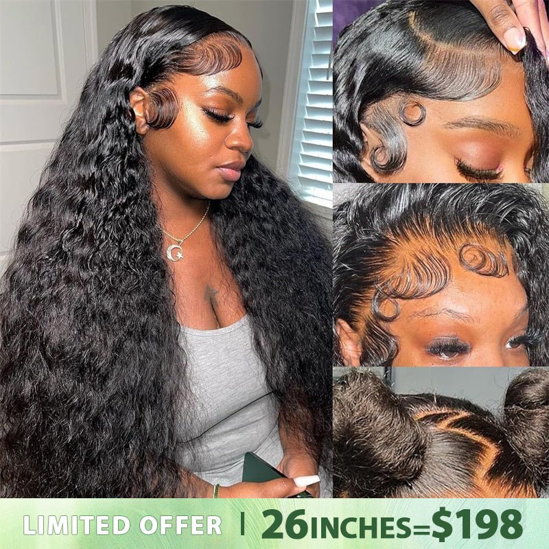 Lemoda 13x6 HD Lace Frontal Wigs Water Wave Human Hair Wigs 180% - Lemoda Hair