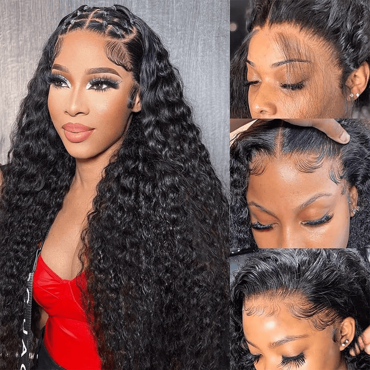 Lemoda 13x6 Lace Frontal Wig Human Hair Deep Wave HD Transpaent Lace Wigs Pre Plucked Hairline 250% Density - Lemoda Hair
