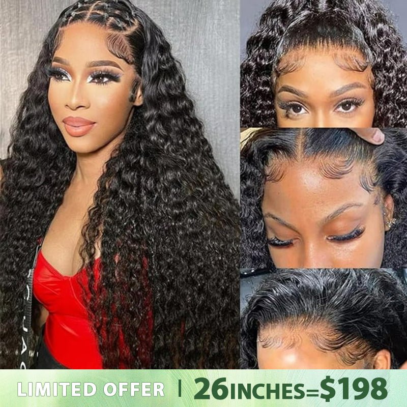 Lemoda 13x6 Lace Frontal Wig Human Hair Deep Wave HD Transpaent Lace Wigs Pre Plucked Hairline 250% Density - Lemoda Hair