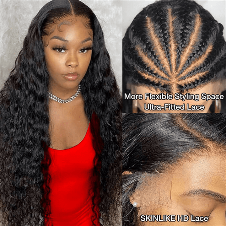 Lemoda 13x6 Real HD Invisible Lace Frontal Wigs Water Wave Human Hair Wigs 250% - Lemoda Hair