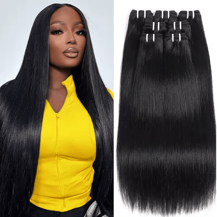 Lemoda 15A Bone Straight Human Hair Extensions Double Weft 1/3/4 PCS - Lemoda Hair