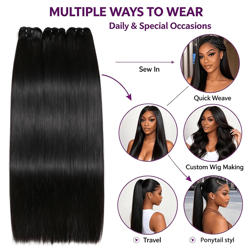 Lemoda 16A Double Drawn Straight Hair Unprocessed Virgin Human Hair Extension - Lemoda Hair