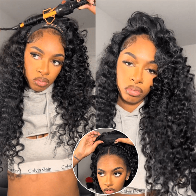 Lemoda 3 In 1 Half Wig Burmese Curly Glueless Flexi - Fit Drawstring Human Hair Wigs - Lemoda Hair