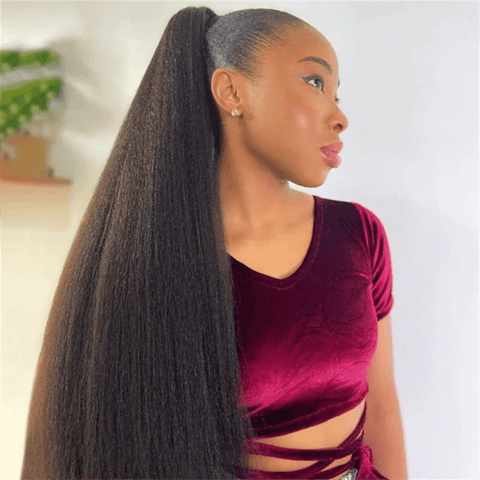 Lemoda 3 In 1 Half Wig Easy Wear Yaki Straight Glueless Flexi - Fit Drawstring Wig - Lemoda Hair